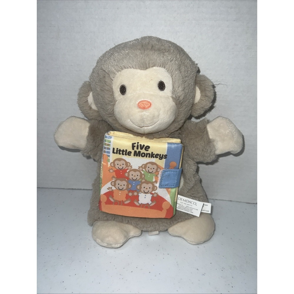 Demdaco Five Little Monkeys Plush Hand Puppet Soft Book Storytelling Toy